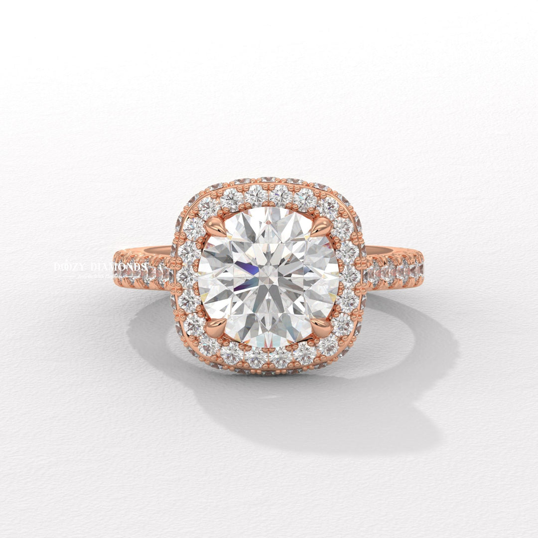 Round cut diamond ring worn on hand