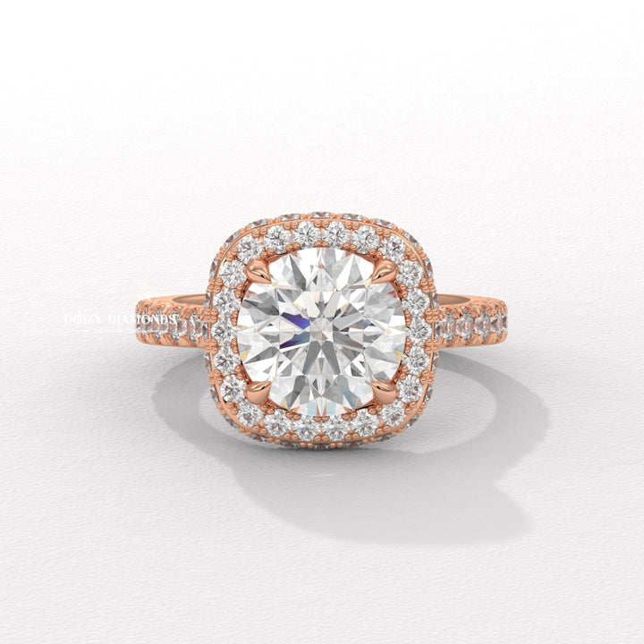 Round cut diamond ring worn on hand