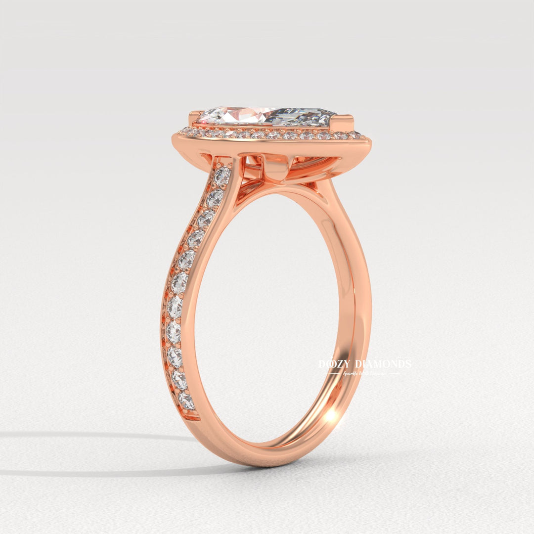 Classic marquise halo engagement ring crafted for everyday wear