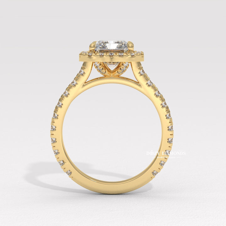 Shop the radiant cut halo engagement ring collection online