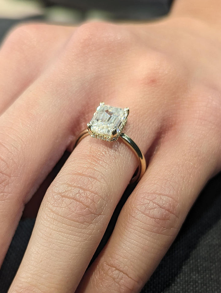 Buy 2.50CT emerald hidden halo lab grown diamond engagement ring online
