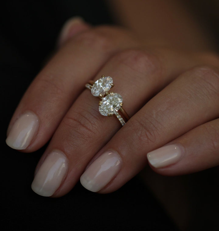 Oval solitaire engagement ring with certified lab grown diamond