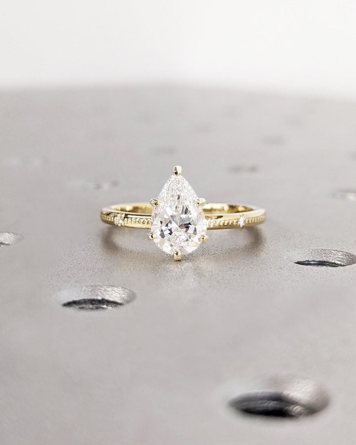 1.0CT pear cut solitaire engagement ring available to buy now
