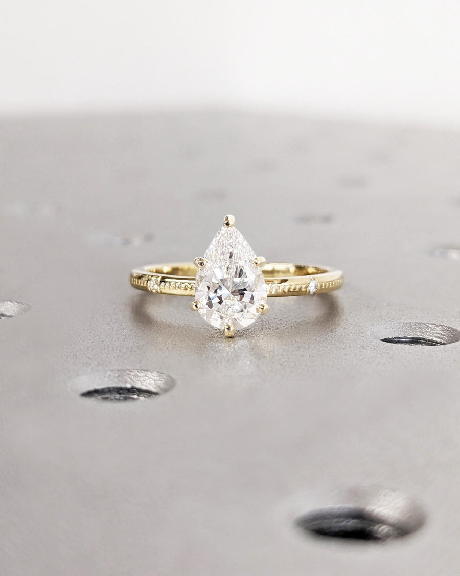 1.0CT pear cut solitaire engagement ring available to buy now