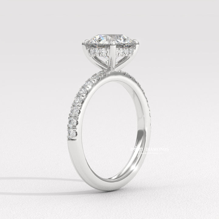 Buy round cut pave diamond engagement ring with free shipping