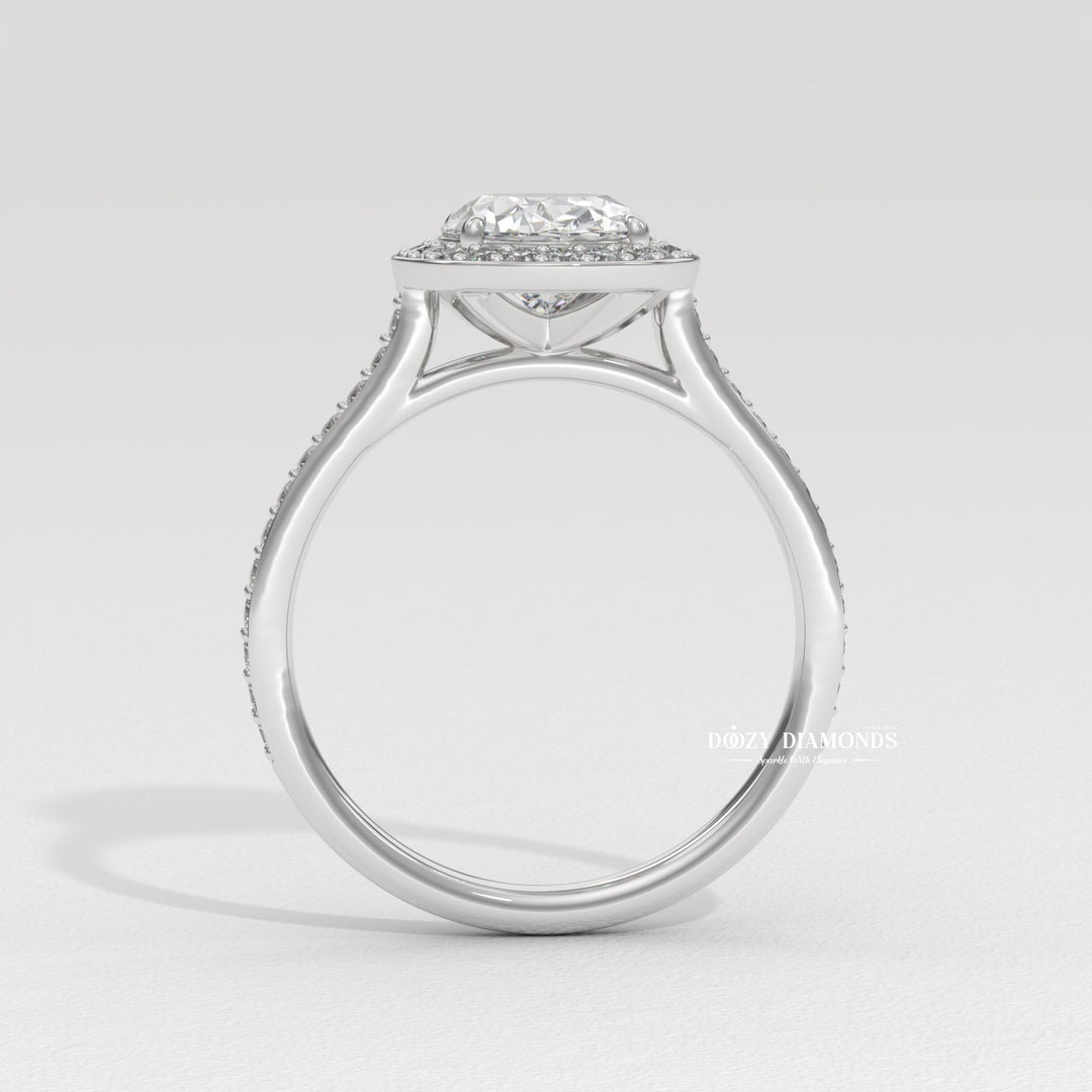 Shop oval cut halo lab grown diamond engagement ring online