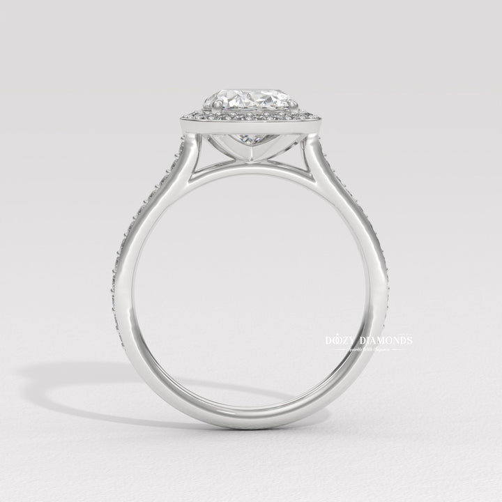 Shop oval cut halo lab grown diamond engagement ring online