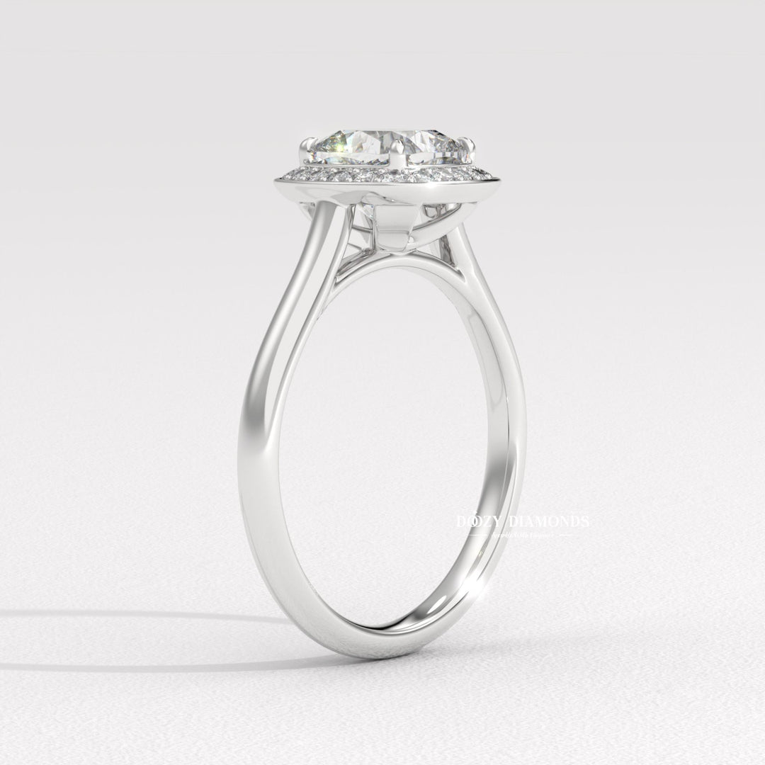 Premium cushion cut halo engagement ring crafted in solid gold