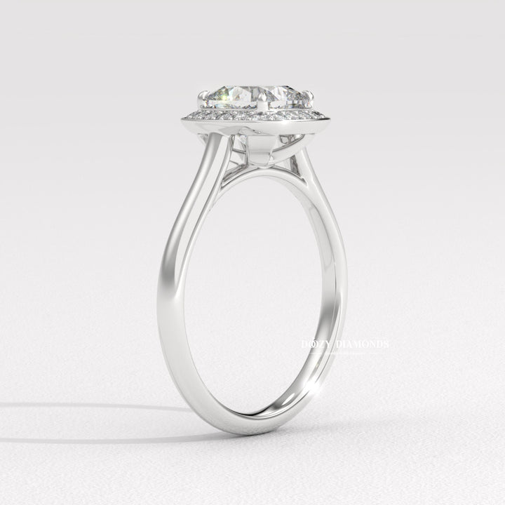 Premium cushion cut halo engagement ring crafted in solid gold