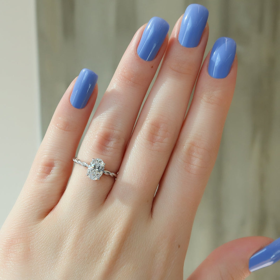 Buy 1.50CT oval hidden halo lab grown diamond engagement ring online