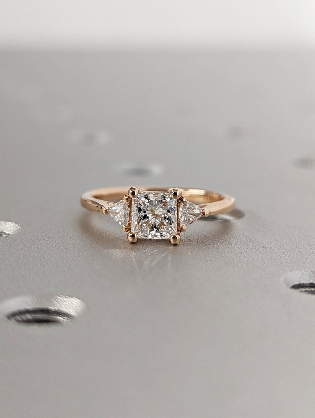 0.50CT princess three stone lab grown diamond engagement ring for sale