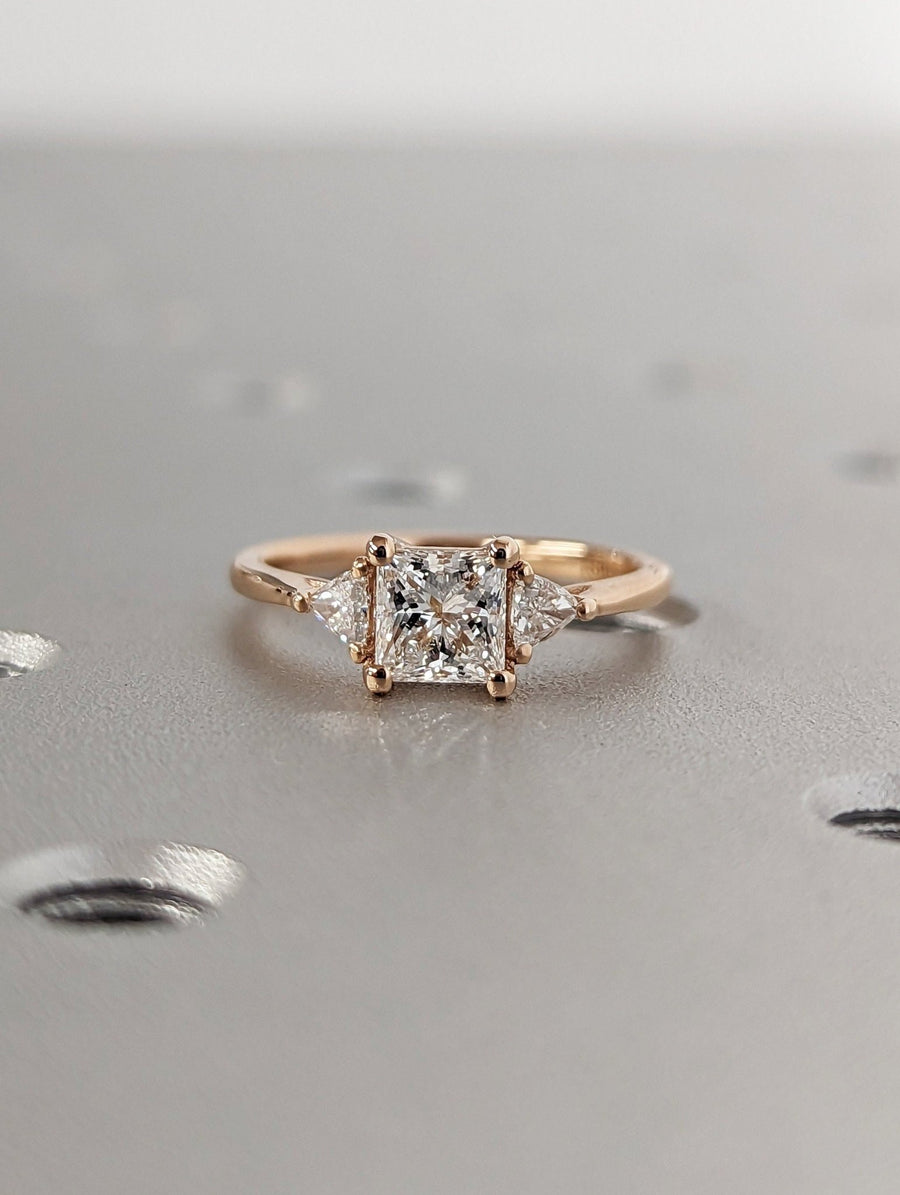 0.50CT princess three stone lab grown diamond engagement ring for sale