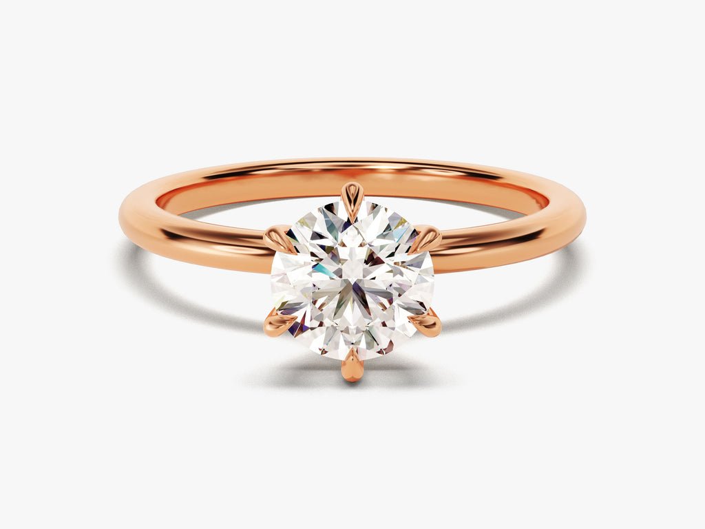 Unboxing view of round cut solitaire diamond engagement ring