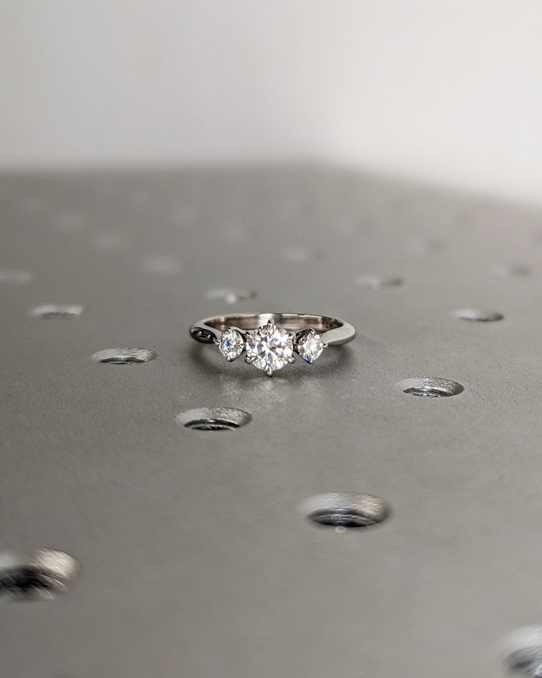 0.50CT round three stone lab grown diamond engagement ring for sale