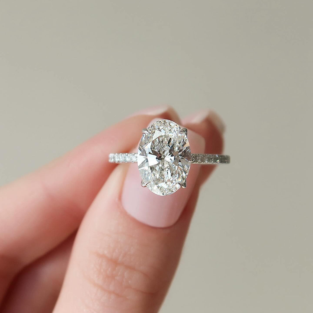 3.50CT oval pave lab grown diamond engagement ring for sale