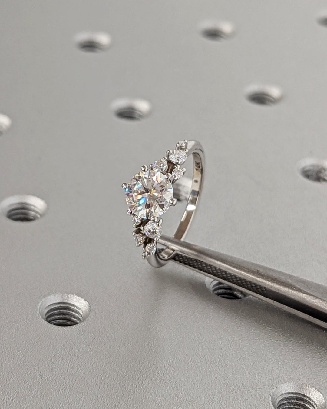 Shop round cluster lab grown diamond engagement ring