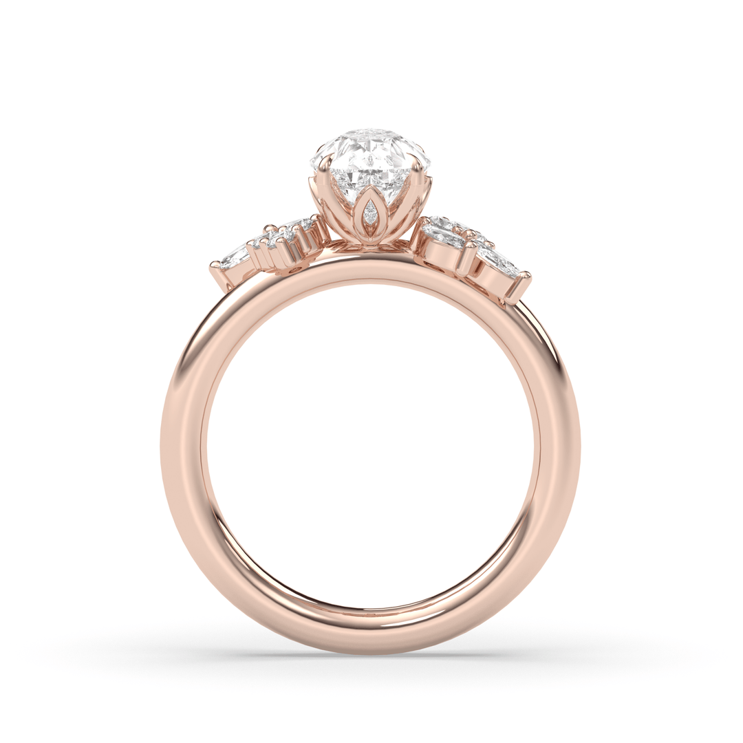 Pear cluster engagement ring with brilliant diamond sparkle