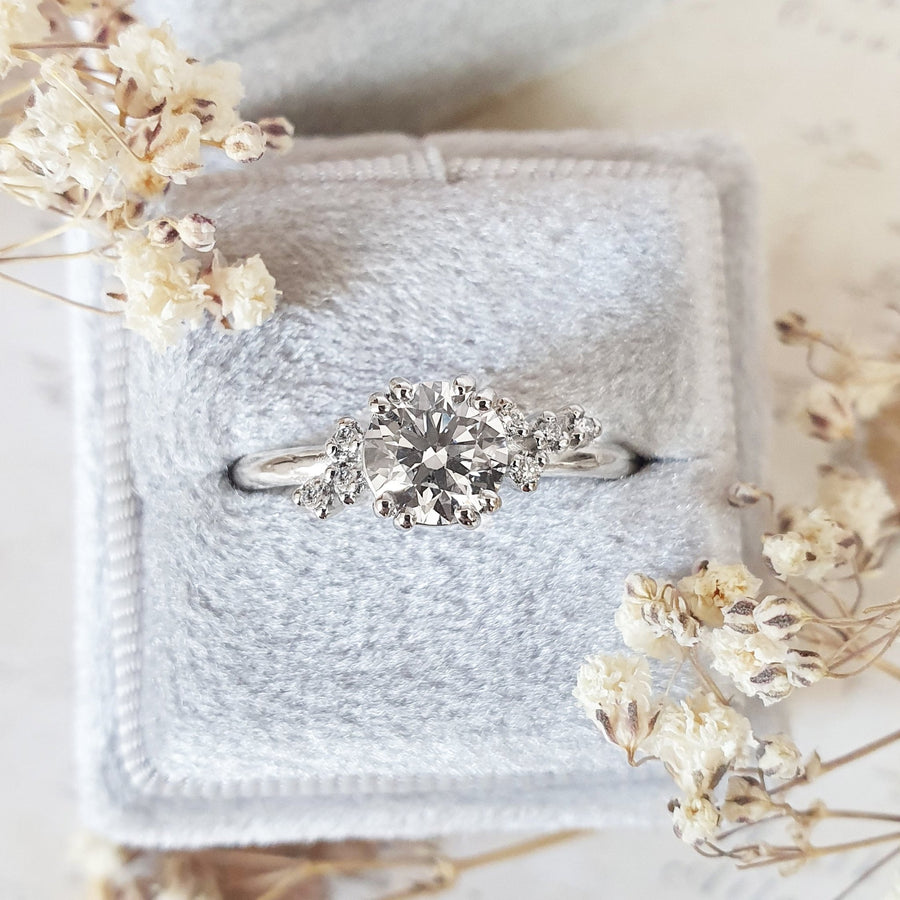 1.0CT round cluster lab grown diamond engagement ring for sale