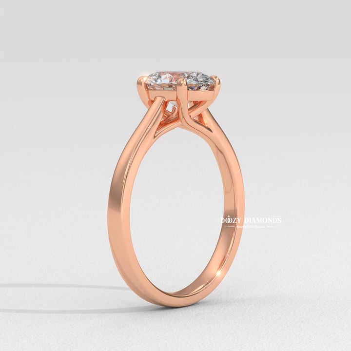 Oval solitaire engagement ring close-up showing high clarity diamond clarity