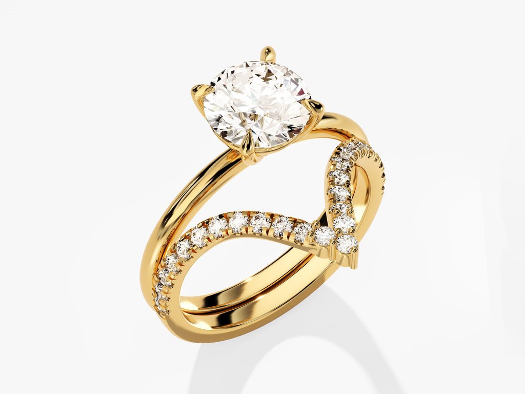 1.50CT Round Solitaire Round Cut F - VS Lab Grown Diamond Engagement Ring Set Curved Band - Doozy Diamonds