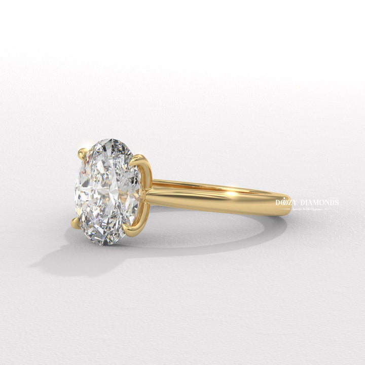Premium oval cut solitaire engagement ring crafted in solid gold