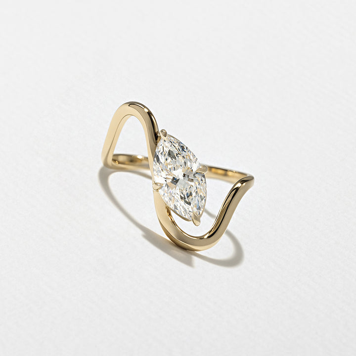 1.25CT Marquise E - VS Lab Grown Curved Wedding Ring With Curved Pave Band - Doozy Diamonds