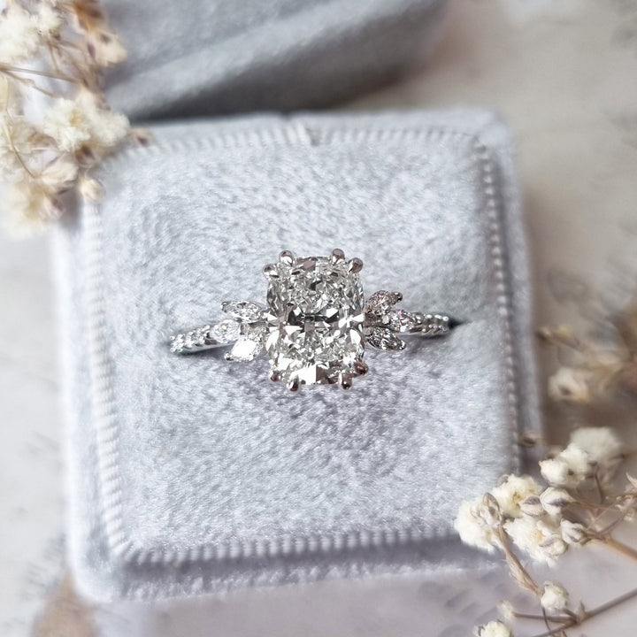 2.08CT cushion cluster lab grown diamond engagement ring for sale