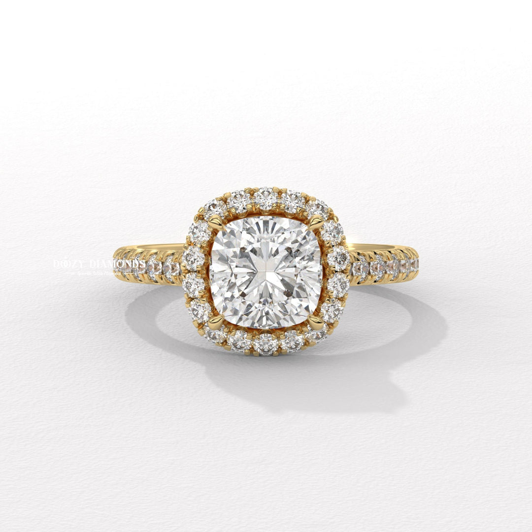 Cushion cut pave engagement ring available to buy now