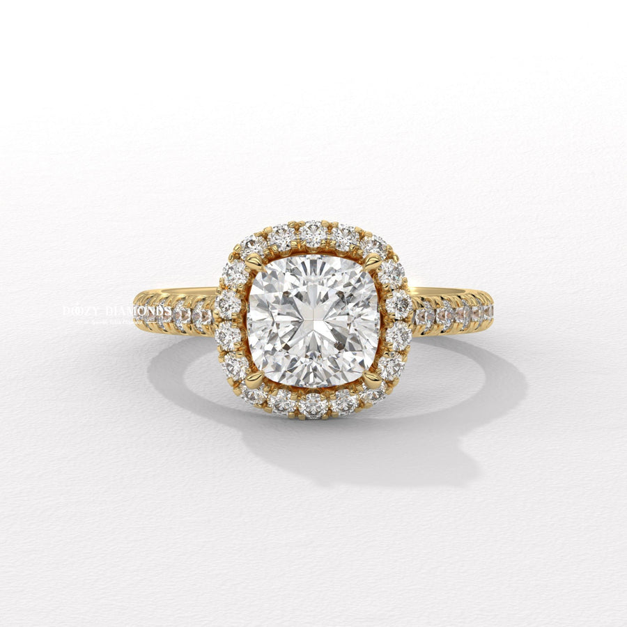 Cushion cut pave engagement ring available to buy now