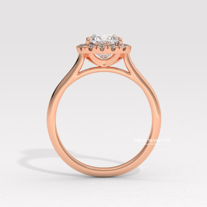 Certified cushion cut diamond featured in solitaire engagement ring