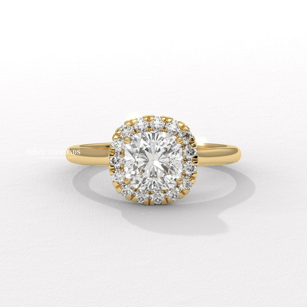 Cushion cut solitaire engagement ring available to buy now