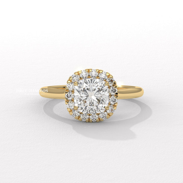 Cushion cut solitaire engagement ring available to buy now