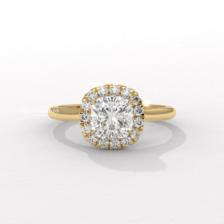 Cushion cut solitaire engagement ring available to buy now