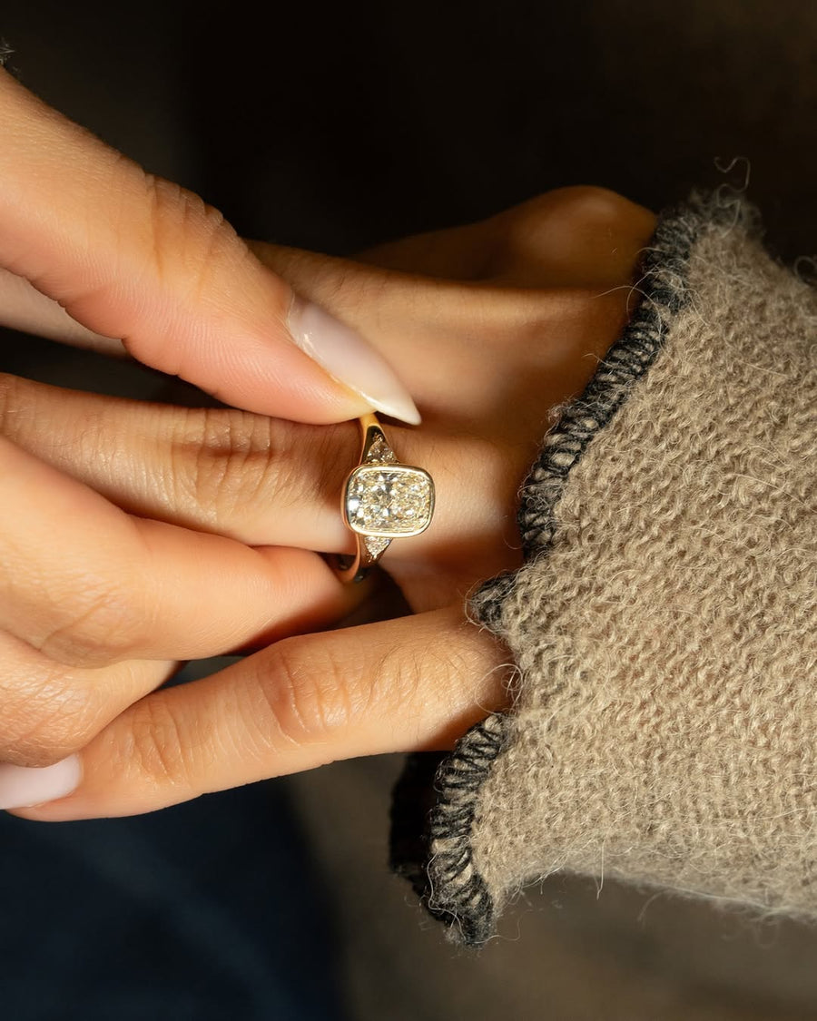Buy 3.50CT cushion bezel lab grown diamond engagement ring online