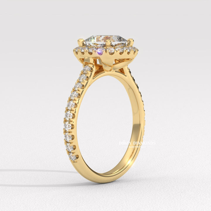 Cushion pave engagement ring with brilliant diamond sparkle