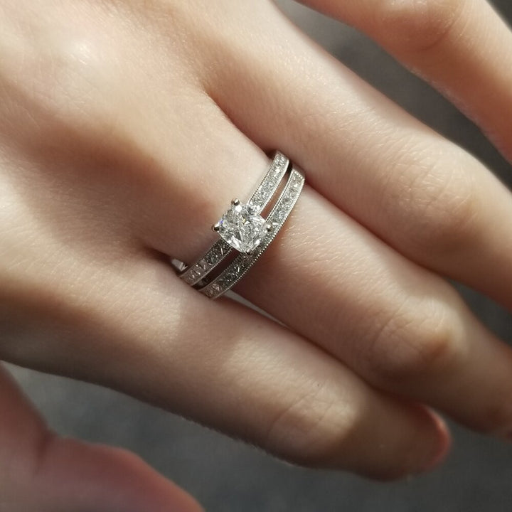 Unboxing view of cushion cut solitaire diamond engagement ring