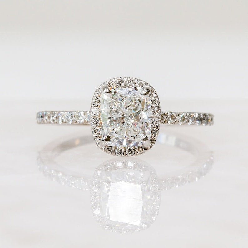 1.21CT cushion halo lab grown diamond engagement ring for sale