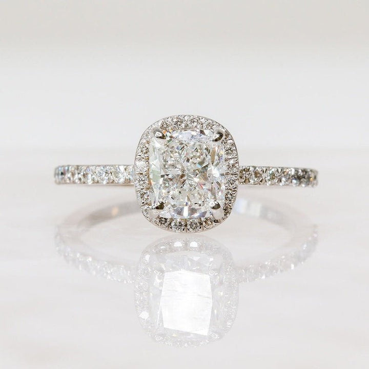 1.21CT cushion halo lab grown diamond engagement ring for sale