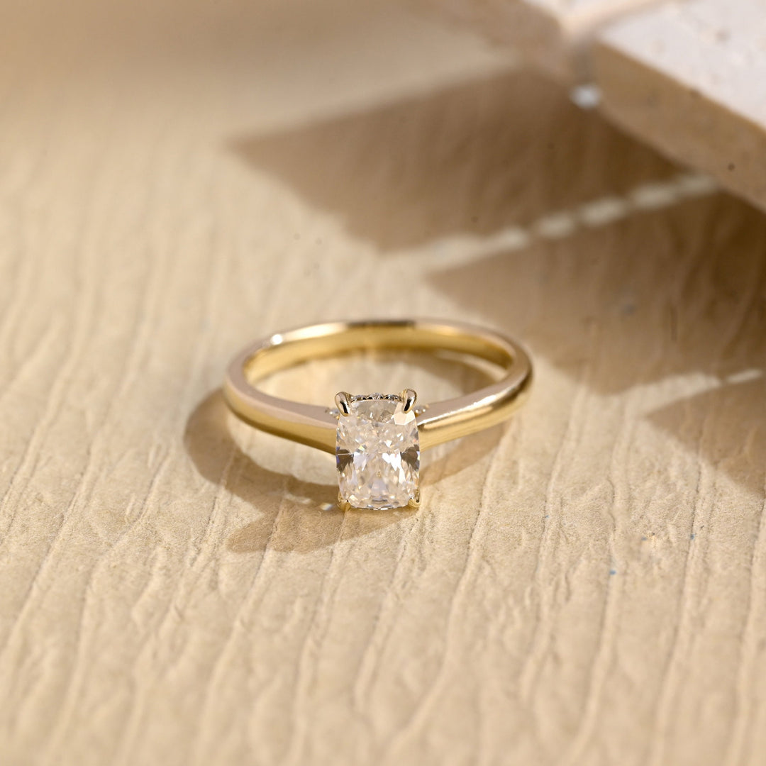 1.0CT cushion cut hidden halo engagement ring available to buy now