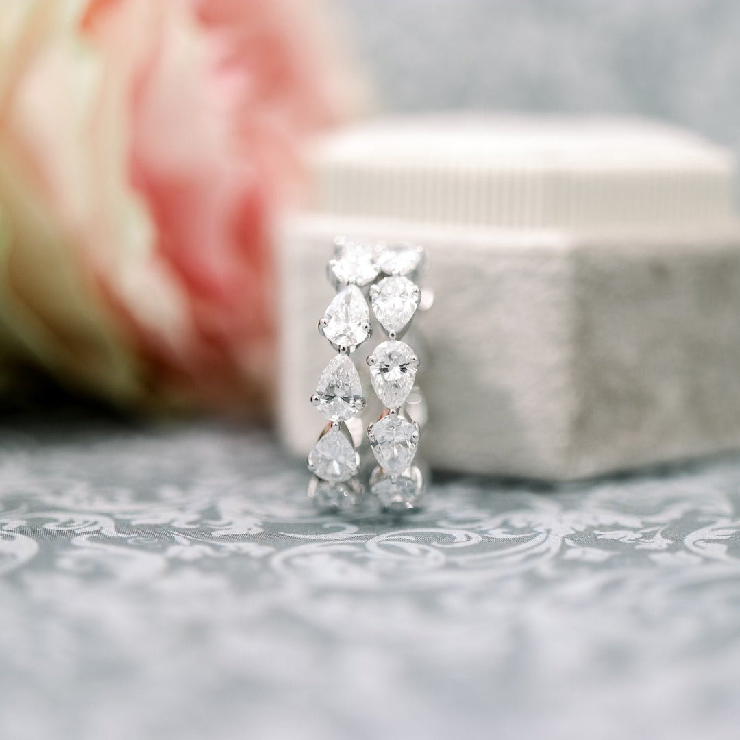 Pear Cut East - West DE - VS1 Lab Grown Diamond Full Eternity Wedding Band - Doozy Diamonds