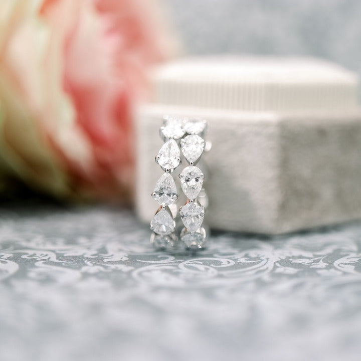 Pear Cut East - West DE - VS1 Lab Grown Diamond Full Eternity Wedding Band - Doozy Diamonds
