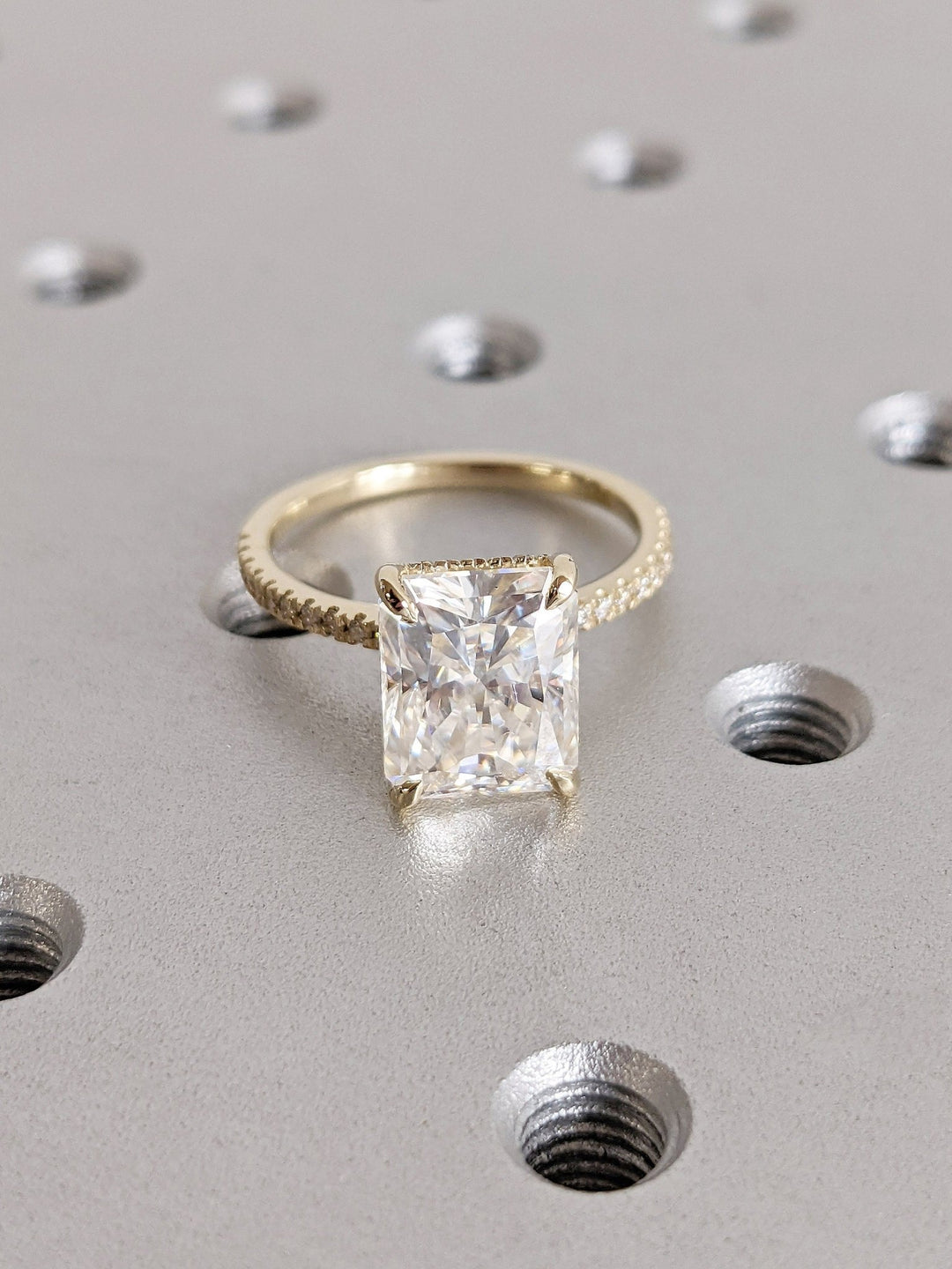 Buy 3.0CT radiant hidden halo lab grown diamond engagement ring online