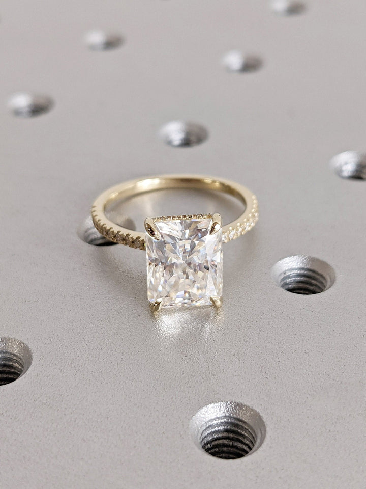 Buy 3.0CT radiant hidden halo lab grown diamond engagement ring online
