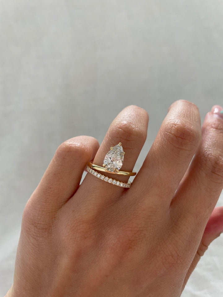 2.10 - 4.10 CT Pear Cut Lab Grown Diamond Double Band Engagement Ring - Doozy Diamonds