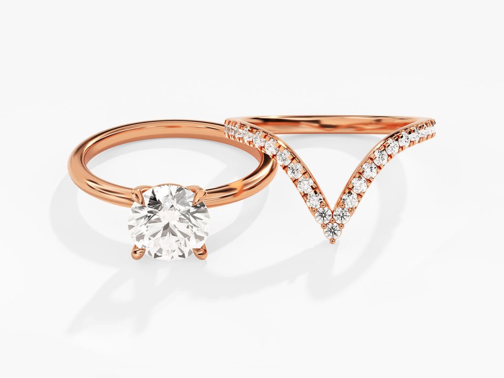 1.50CT Round Solitaire Round Cut F - VS Lab Grown Diamond Engagement Ring Set Curved Band - Doozy Diamonds