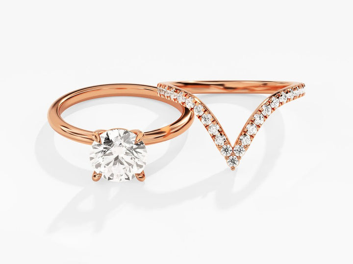 1.50CT Round Solitaire Round Cut F - VS Lab Grown Diamond Engagement Ring Set Curved Band - Doozy Diamonds