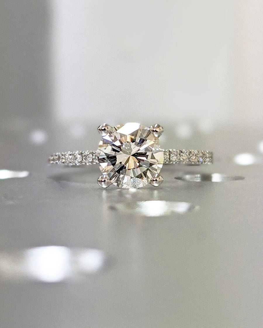 Buy 1.0CT round pave lab grown diamond engagement ring online