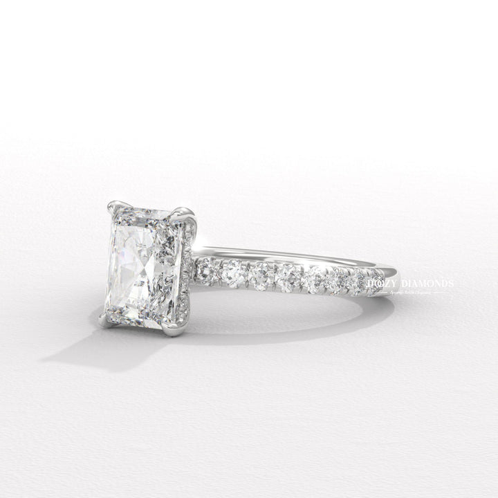 Radiant solitaire engagement ring with brilliant diamond sparkle
