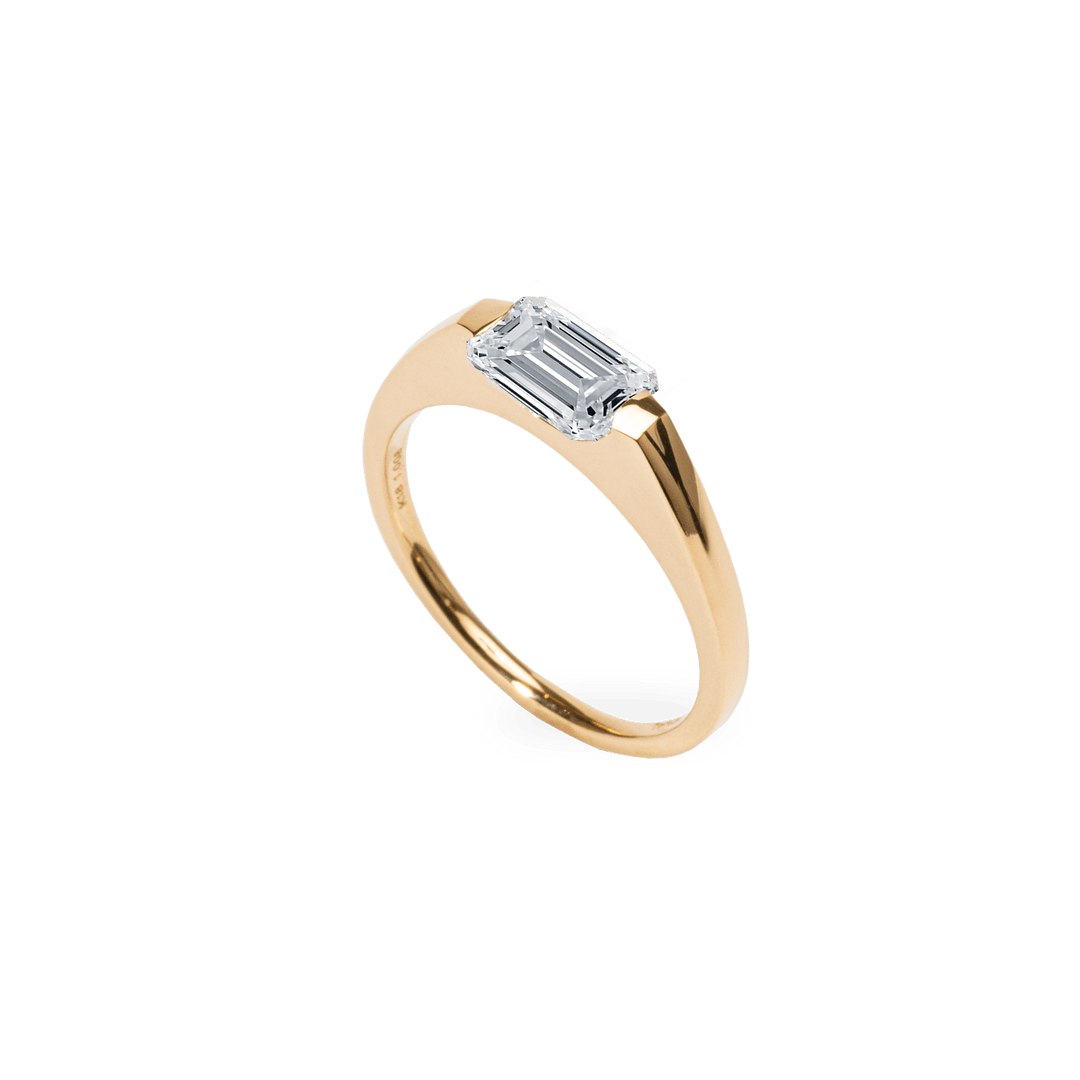 Buy emerald cut east west diamond engagement ring with free shipping
