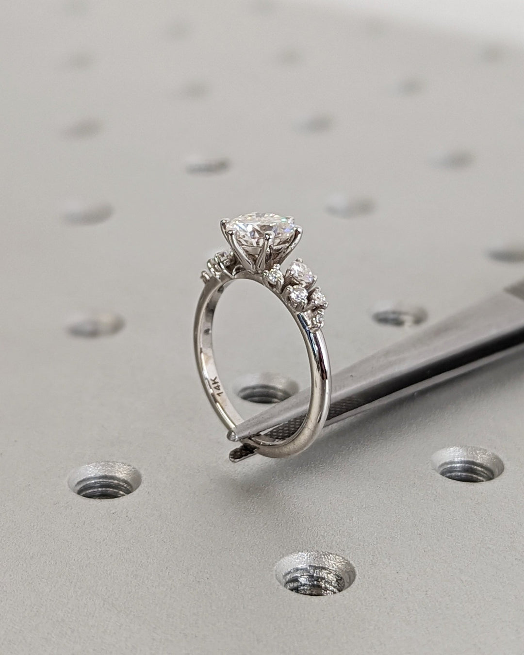 Buy round cut cluster diamond engagement ring with free shipping